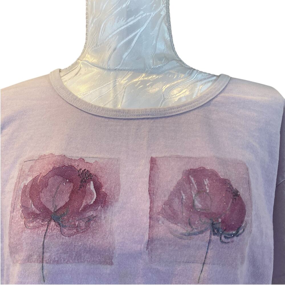 Vintage Authentic Pigment Purple Floral T Shirt Womens Sz Large Y2K Artsy Kawaii - Picture 6 of 14